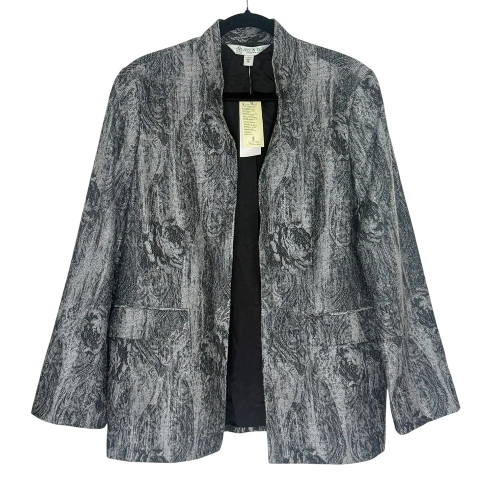 Austin Reed Blazer Jacket Size 16 Floral Tapestry Open Front Career Office NWT